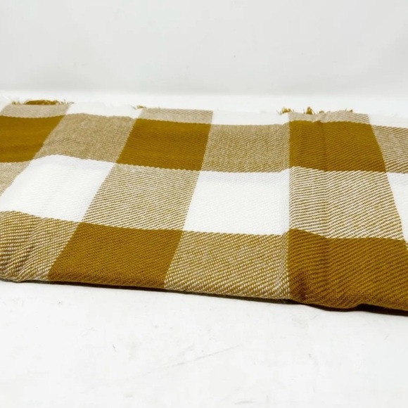 Madewell Buffalo Check Blanket Scarf Antique Gold NWT - Picture 6 of 9